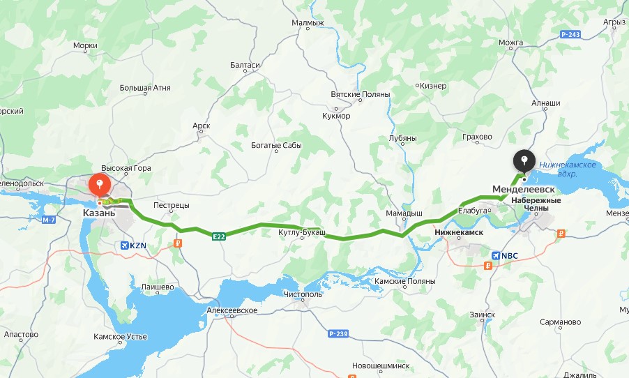 Маршрут такси Казань Менделеевск