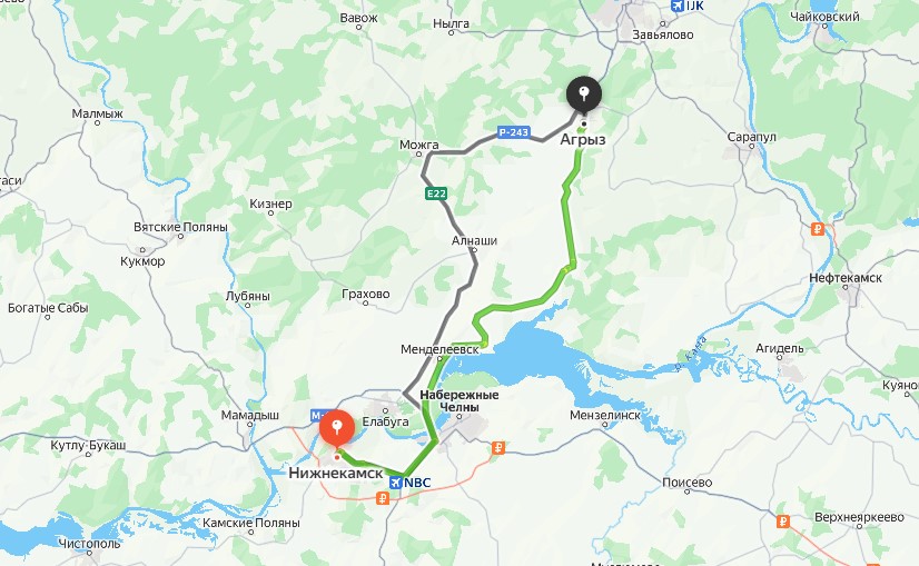 Маршрут такси Нижнекамск Агрыз