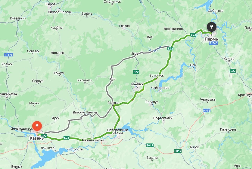 Маршрут такси Казань Пермь