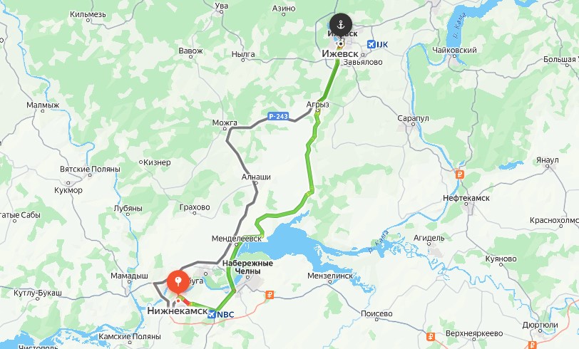 Маршрут такси Нижнекамск Казань