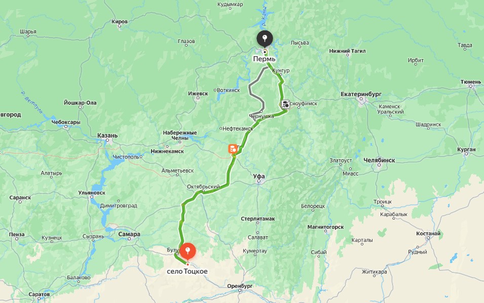 Маршрут такси Тоцкое Пермь