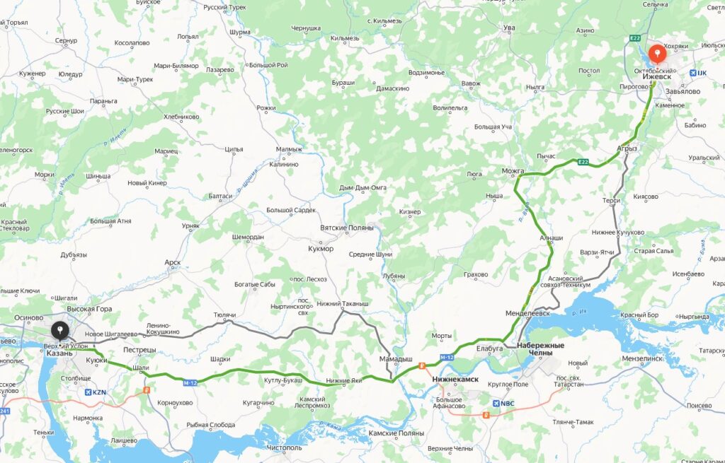 Маршрут такси Ижевск Казань