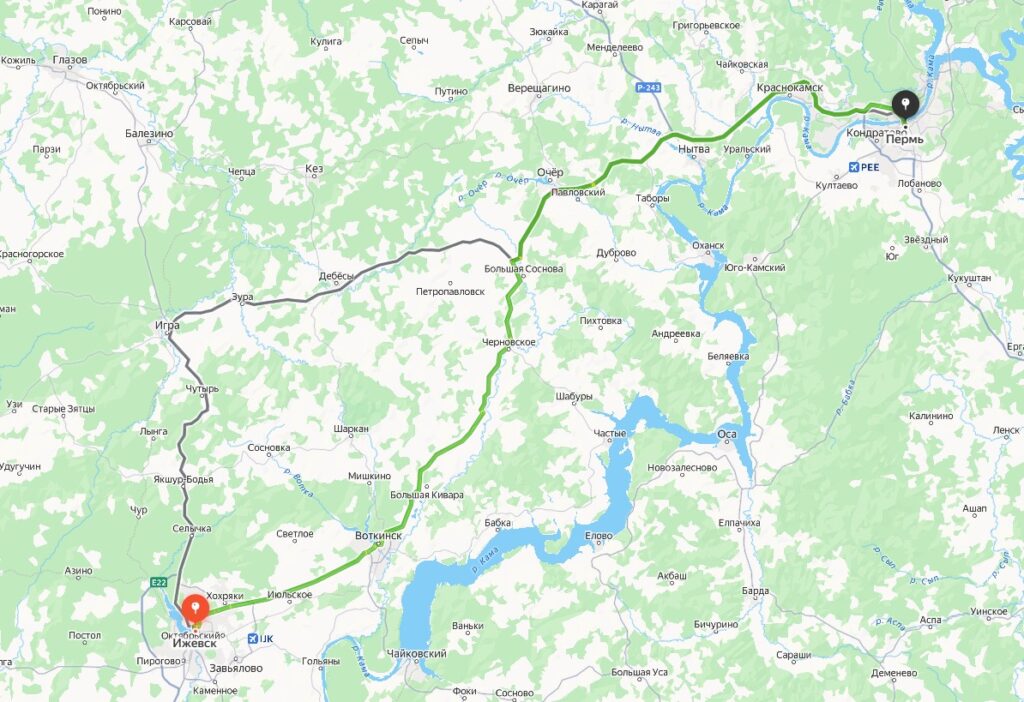 Маршрут такси Ижевск Пермь
