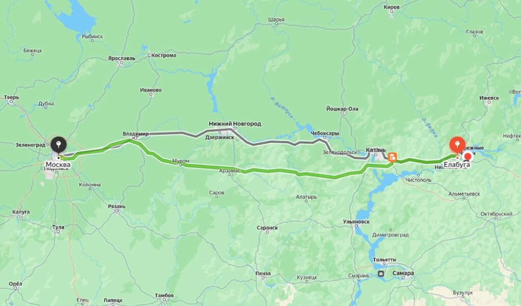 Маршрут такси Елабуга Москва